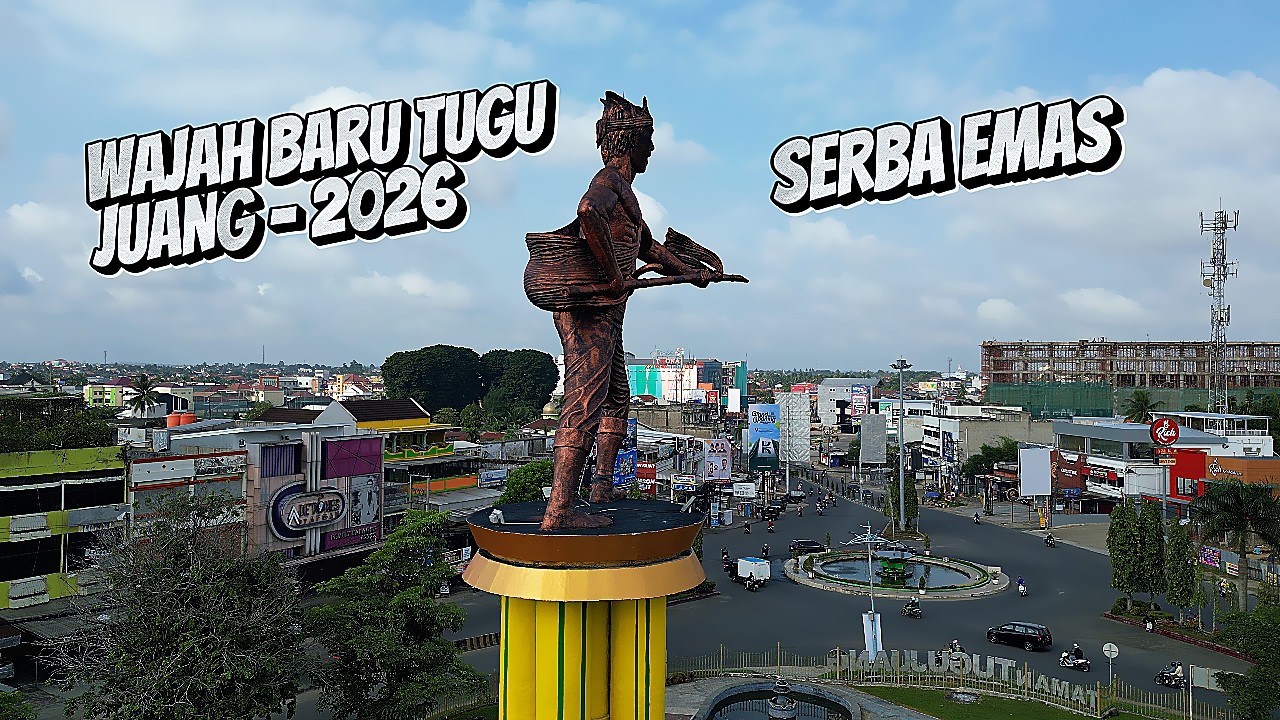 TAMPIL BEDA! Wajah Baru Tugu Juang Sipin Jambi 2026 – Mewah Banget Pake Cat Emas! ✨