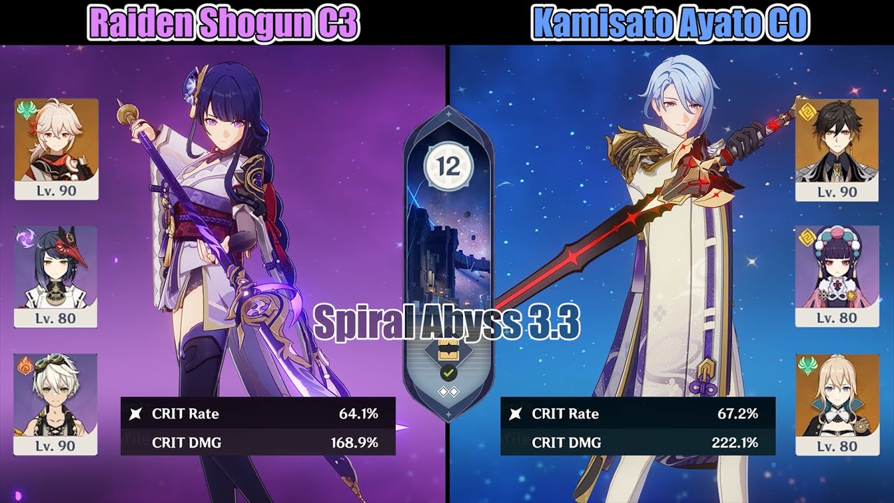 Raiden Shogun C3 & Kamisato Ayato C0 [Spiral Abyss 12] | Genshin Impact ...