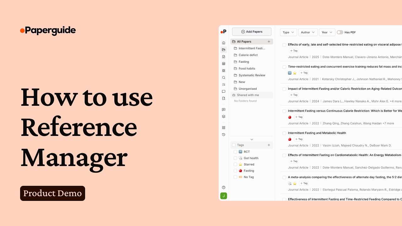 Paperguide Reference Manager Demo: AI-Powered Research Library for Papers, PDFs & Citations