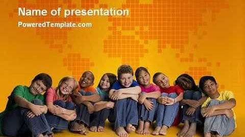 Kids On the Orange World Background PowerPoint Template by PoweredTemplate.com