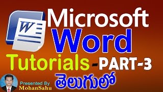 Ms Word Tutorials in Telugu Part - 3 || LEARN COMPUTER TELUGU VIDEOS