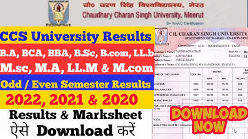 CCS University Semester Result | How to Download CCS University Odd/Even Semester Result & Marksheet
