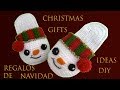 Como hacer pantuflas a crochet de muñeco de nieve para regalo Christmas Ideas Gifts