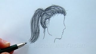Zeichnen lernen: Haare zeichnen im Profil mit Bleistift - Frisur malen