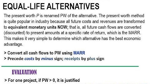 Chapter 4 PW Analysis- Equal Life Alternatives