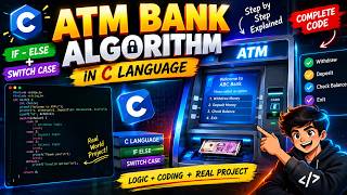 🔥 ATM BANK ALGORITHM IN C Programming | If-Else + Switch Case Explained in VS Code 💻