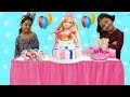 BARBİE'YE SÜRPRİZ DOĞUMGÜNÜ PARTİSİ! ÇOK EĞLENDİK DANS ETTİK  Happy Birthday Barbie Funniest Kids