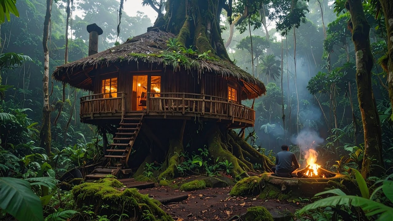 I Built a Secret Survival House Under a Giant Tree