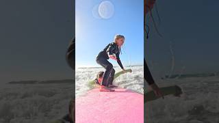 Teaching My Daughter HOW TO SURF surfing