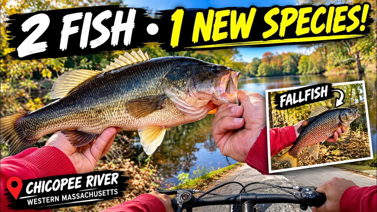Bike Fishing a NEW Spot in Western MA! 🎣 2 Fish Caught | Chicopee River
