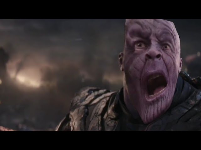 Thanos is screaming before Iron Man snaps his fingers
