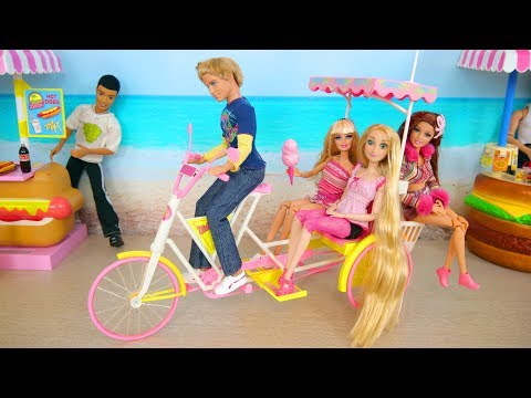 Poupée Barbie Taxi de plage ; Remorque de vélo poupée Barbie