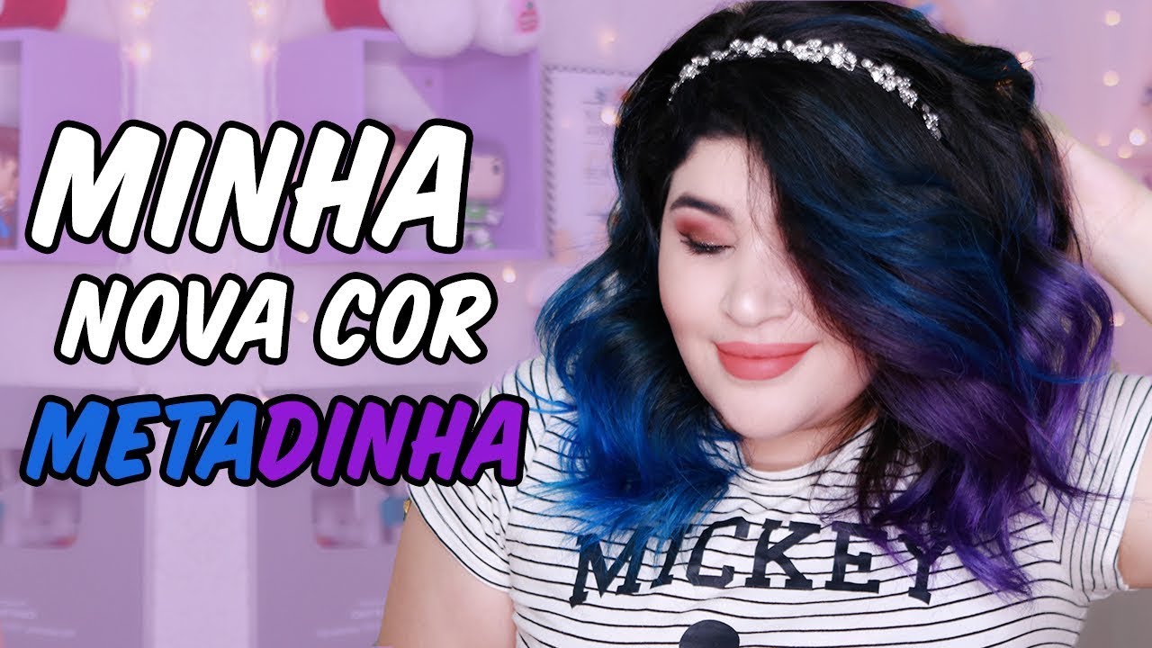 💜 CABELO METADINHA ROXO & AZUL [Hidratação e finalização]
