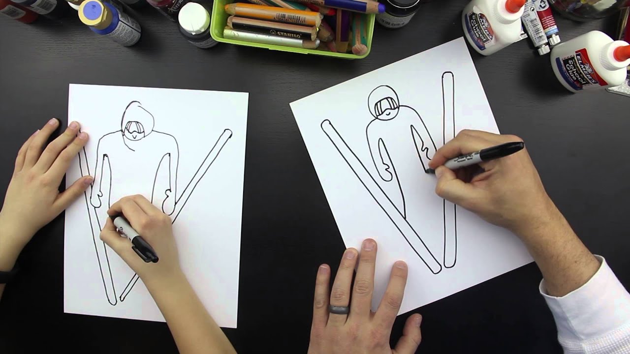 How To Draw A Ski Jumper - YouTube