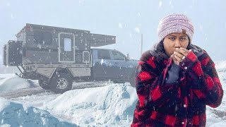 Cozy Winter Camping in a 4x4 Truck Camper