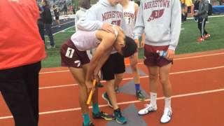 Morris Hills wins a thrilling battle with Morristown in the boys 4x1600 at the Morris County Relays