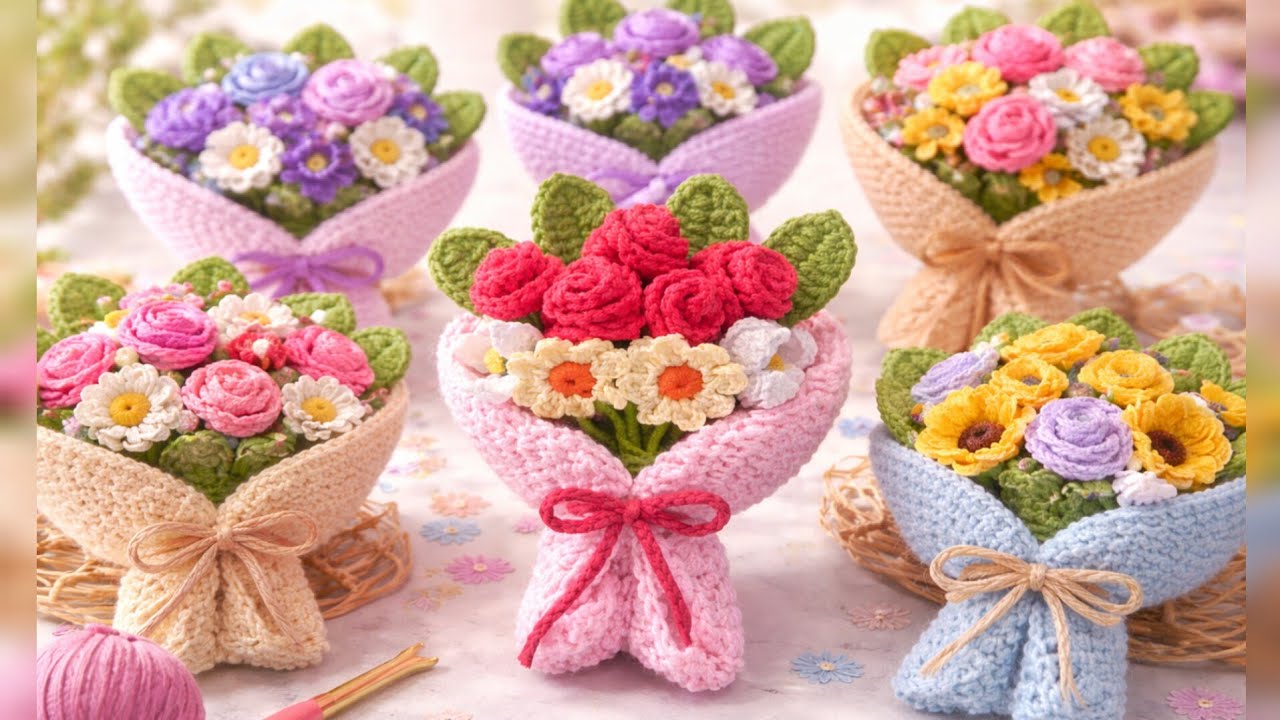 Crochet Flower Bouquet for Beginners | How to Make Crochet Rose Bouquet at Home ll