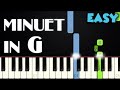 Minuet in g  bach  easy piano tutorial  sheet music by betacustic