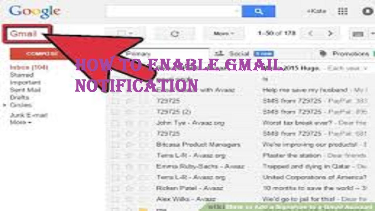 how to enable gmail notification YouTube