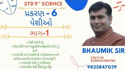 Std-9|Sci.| Ch-6 | પેશીઓ |PART-1