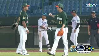 09/24 統一 vs Lamigo 八局下，桃猿安打串連加上統一投手暴投，單局再攻下五分