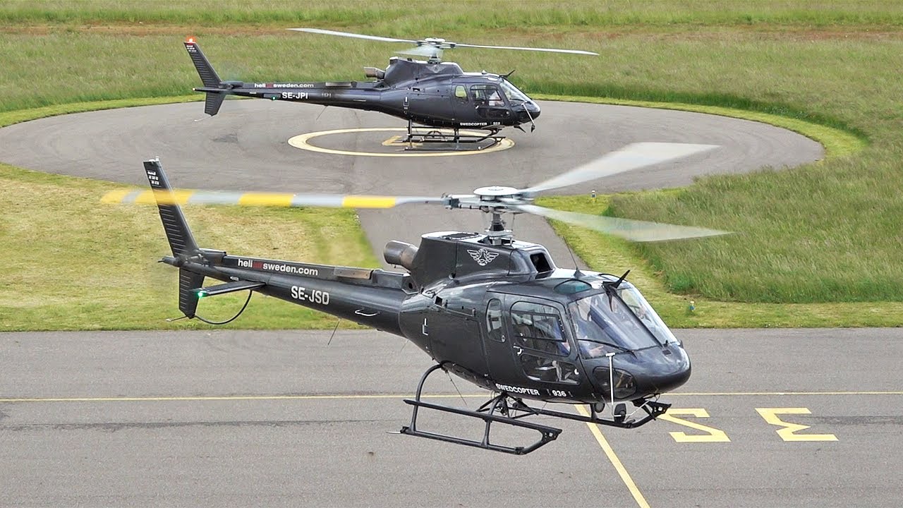 Airbus Helicopters H125 (AS350B3) HeliAir Sweden landing at Nancy /transit to Portugal (fire season)