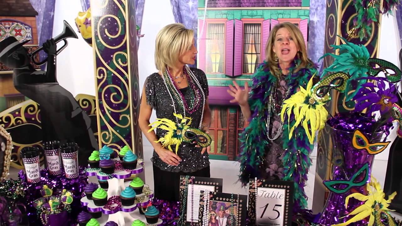 Mardi Gras Masks and Beads Centerpiece