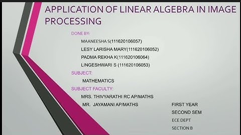 LINEAR ALGEBRA IN IMAGE PROCESSING | MATLAB | MINI PROJECT
