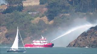 Fireboat in Action on Yerba Buena Island in San Francisco