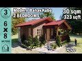 Farm House Design Idea (6x8 m) (19x26 ft) | 30 sqm Half Concrete Half Wood BAHAY KUBO