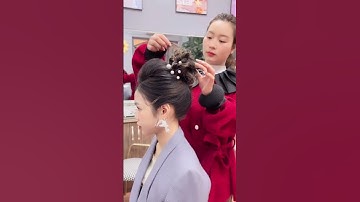 Tóc búi cao ứng dụng cho cô dâu do học viên làm tại lớp cô Hạnh