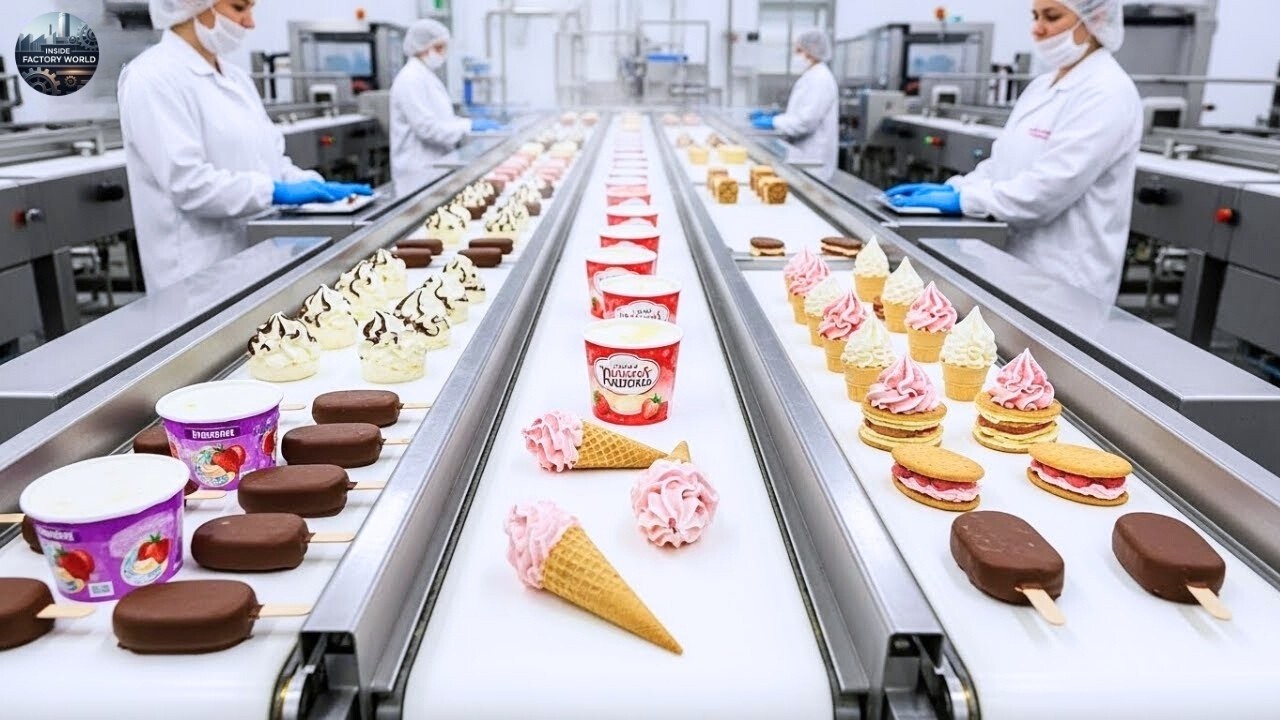 Inside a Large Ice Cream Factory | From Milk to Frozen Treats (Full Process)