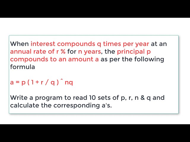 C Program To Calculate Amount In Compound Interest