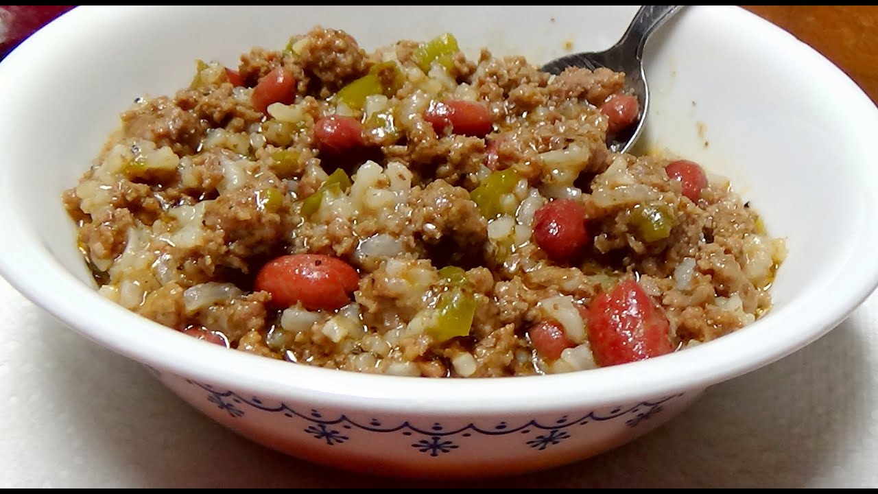 Ground Chuck, Sofrito, Red Beans and Rice Recipe YouTube