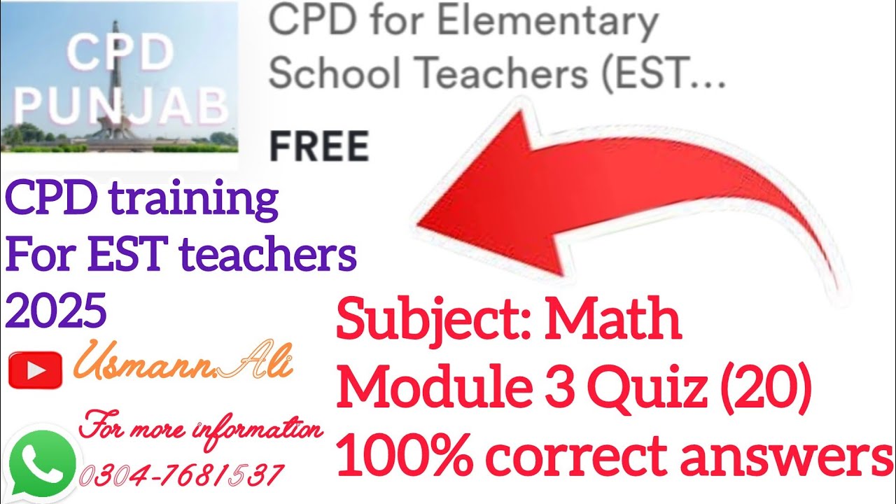 Cpd Module 3 CPD training for teachers 2025 |Subject Math Module 3 Quiz answer ...