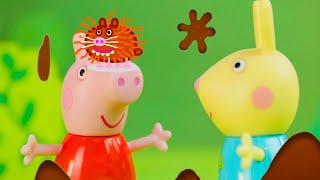 Peppa Pig visite la ferme des animaux boueux ! Vidéos avec des jouets pour les tout-petits