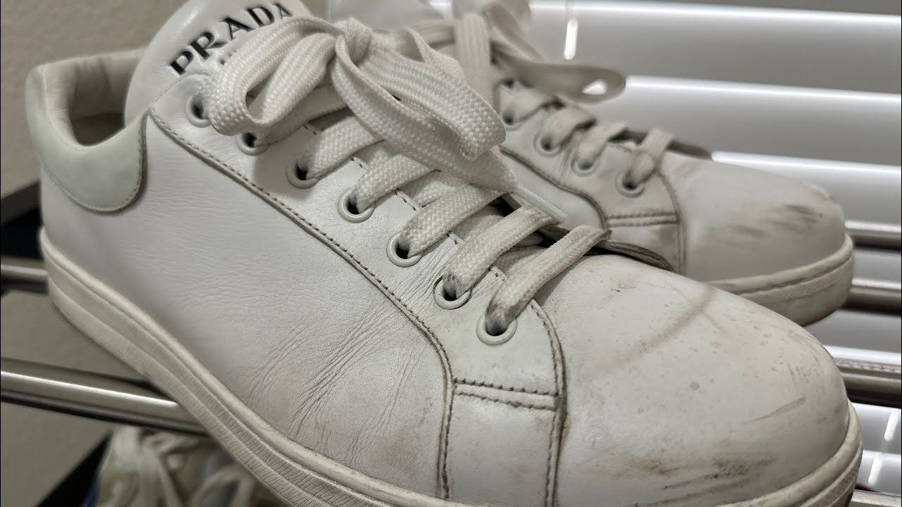 How to clean high end white leather sneakers - Prada - Bally - Shoe ...