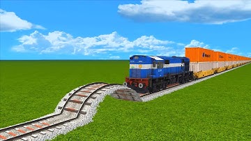 3 Train Crashing Speed Bump Railroad Track-Diesel & Electric Train-3D Train Animation-Indian Railway