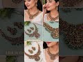 Traditional Gold Plated Temple Jewellery Set with Green & Pink Stones | Bridal Necklace Set 🌹