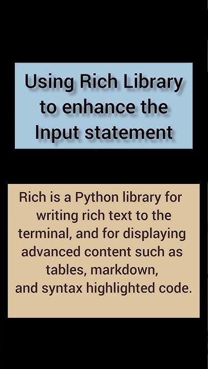 Beautify your Python input statement using the Rich library #coding # ...