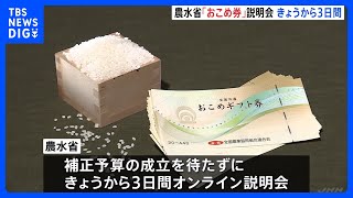 おこめ券」配布などで説明会開催へ】3日午後からオンラインで“優良事例