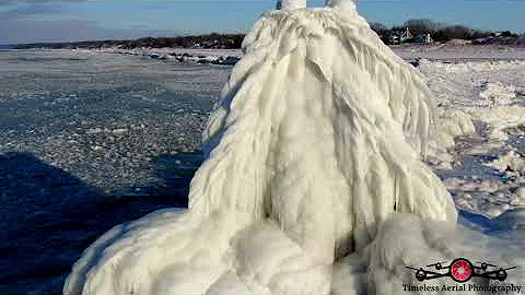 Stunning Ice Formation In New Buffalo After Blizzard 4K Drone Footage Pure Michigan Must See