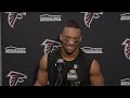 Bijan Robinson celebrates 2k yds from scrimmage & Falcons win over Cardinals | Press Conference