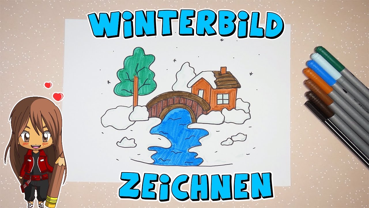 Winterlandschaft einfach malen für Kinder | ab 8 Jahren | Malen mit Evi | deutsch