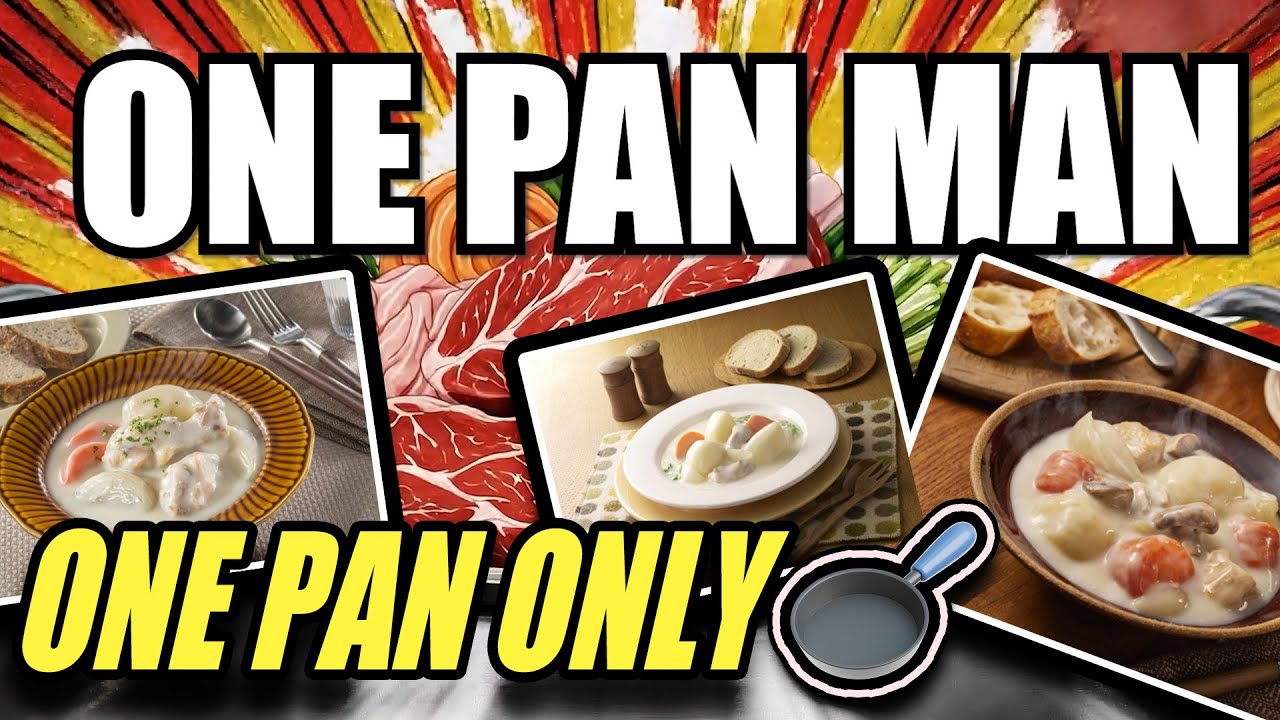 One Pan Man! 🍳👊 Massive Japanese Cream Stew: The S-Class Scissor Hero! ✂️ [One Pan Only🍳]