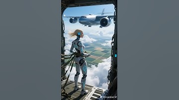 Pretty humanoid robot is skydiving and flying  #여자로봇 #humanoidrobot #shorts