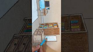 How to Draw a Mirror & Chair! ک️ One-Point Perspective Tutorial #Shorts