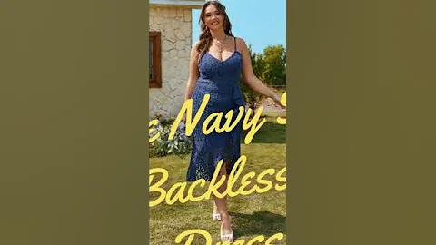 Plus Size Navy Spaghetti Floral Backless Ruffle Dress | #Shorts #youtubeshorts