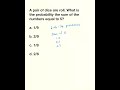 Roll A Pair Of Dice Probability Math Problem