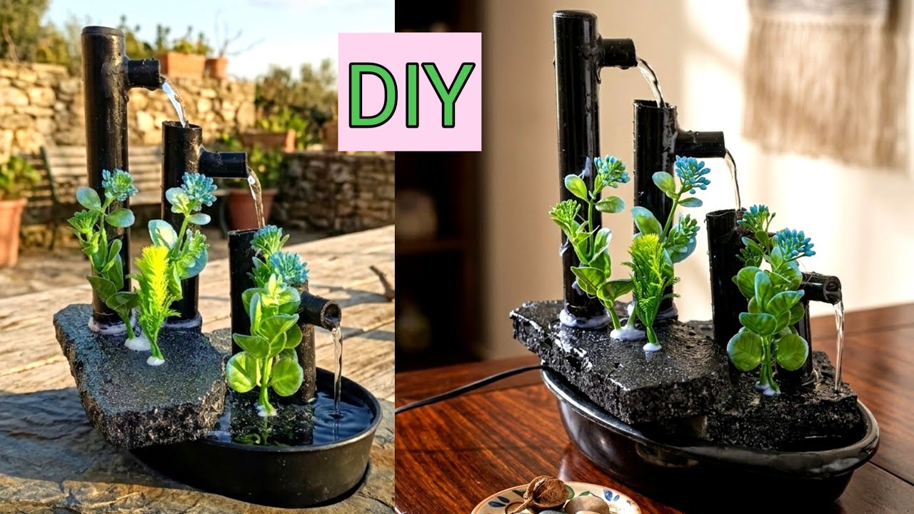 DIY Pipe Water Fountain | Easy Styrofoam Craft | Recycled Material Decor Idea